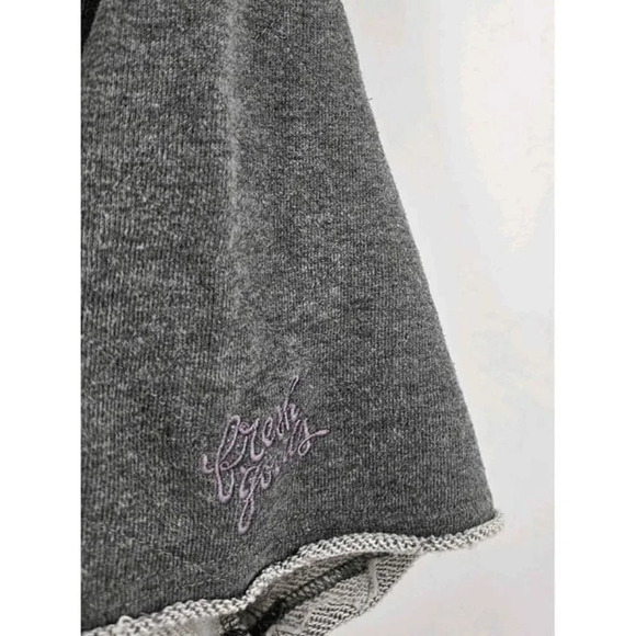 Fresh Goods Gray Hooded Short Sleeve Pullover Sweatshirt Side Splits Sz L - Picture 6 of 7